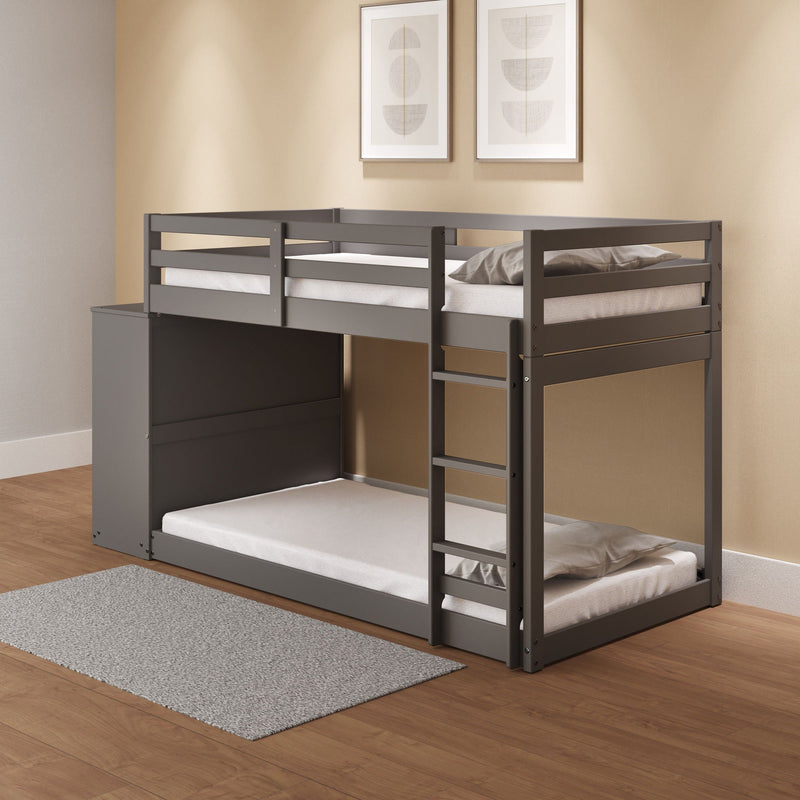 Gaston - Bunk Bed Twin Over Twin With 4 Drawers & 3 Compartments - Gray by HouseOfZazla