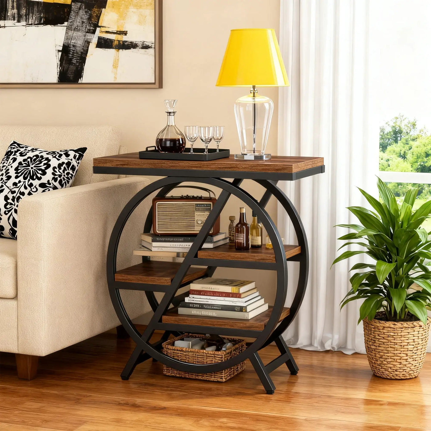 Modern Narrow End Table With 3 Tier Shelves by HouseOfZazla