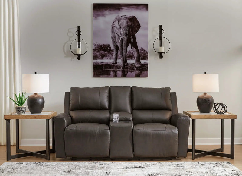 Boxmere - Dbl Power Reclining Loveseat with Console - Storm by Unique Piece Furniture