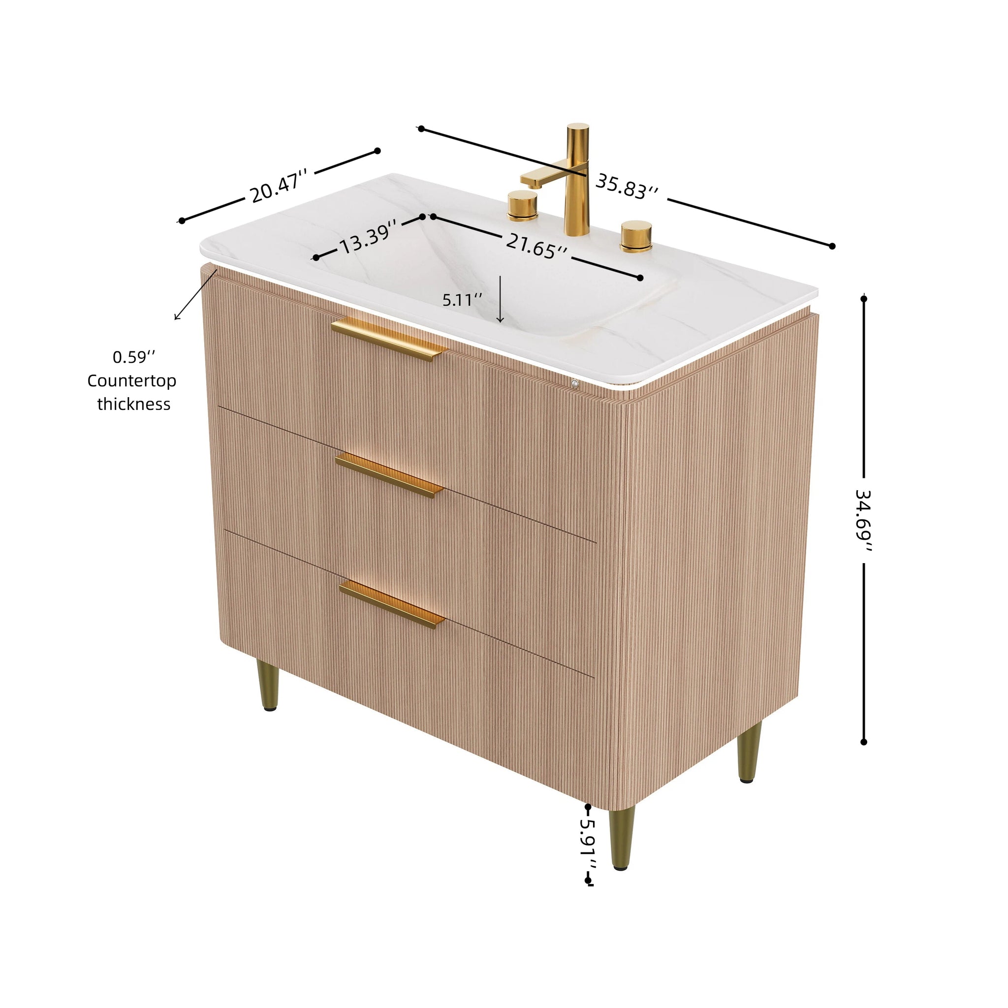 Amara 36'' Bathroom Vanity & Sink, Carrara by HouseOfZazla
