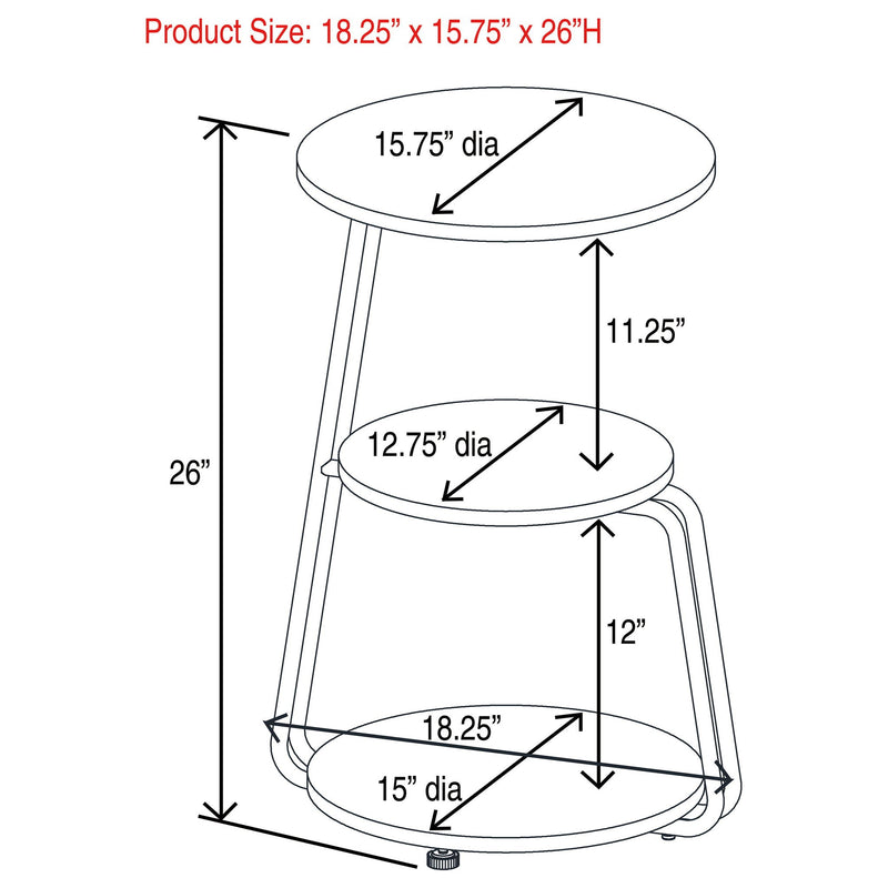 Dixon - 3 Tier Round Accent Side Table With Slim Legs - White / Black by HouseOfZazla