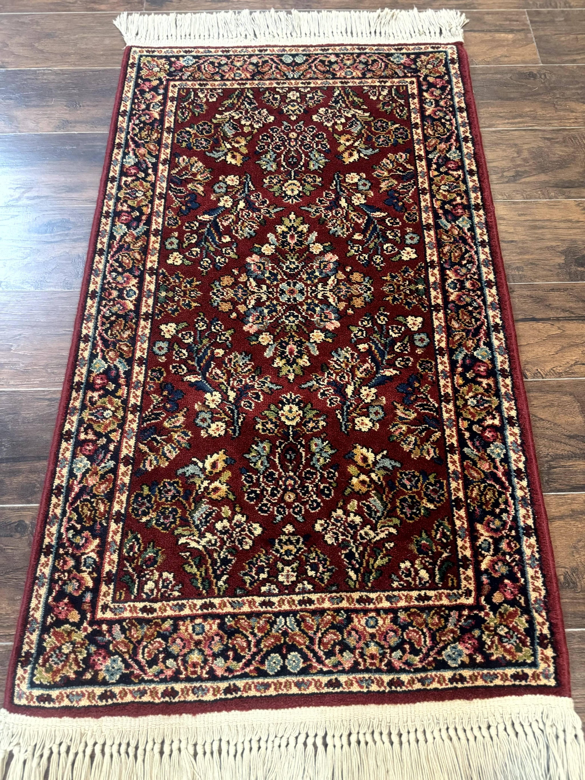Small Karastan Rug 2.6 x 4 Red Sarouk #785, Karastan Wool Pile Rug, Original 700 Series, Discontinued Vintage Karastan Carpet by Jewel Rugs