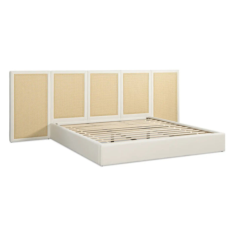 Capri Extended Headboard Cane Platform Bed, Antique by HouseOfZazla