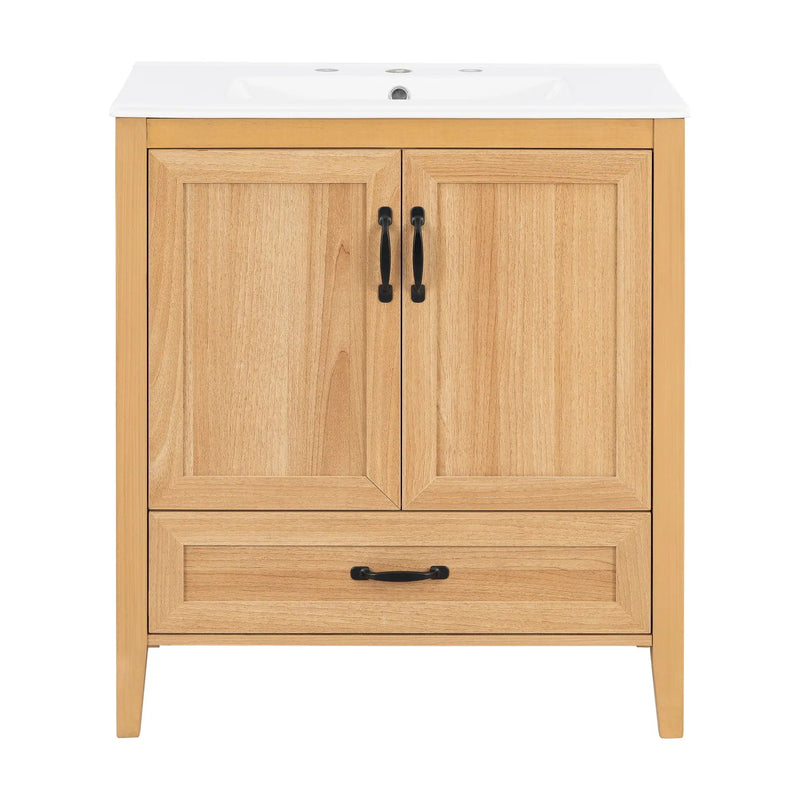 Elegant Fluted Bathroom Vanity With Sink, Soft Close Doors & Drawer by HouseOfZazla