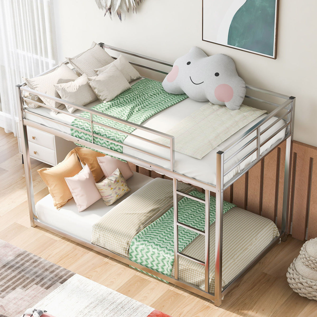 Metal Bunk Bed, Low Bunk Bed With Ladder, photo 16 of 21