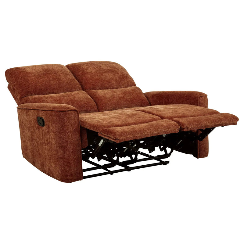 Navarro Chenille Upholstered Reclining Loveseat Burnt Orange by Unique Piece Furniture