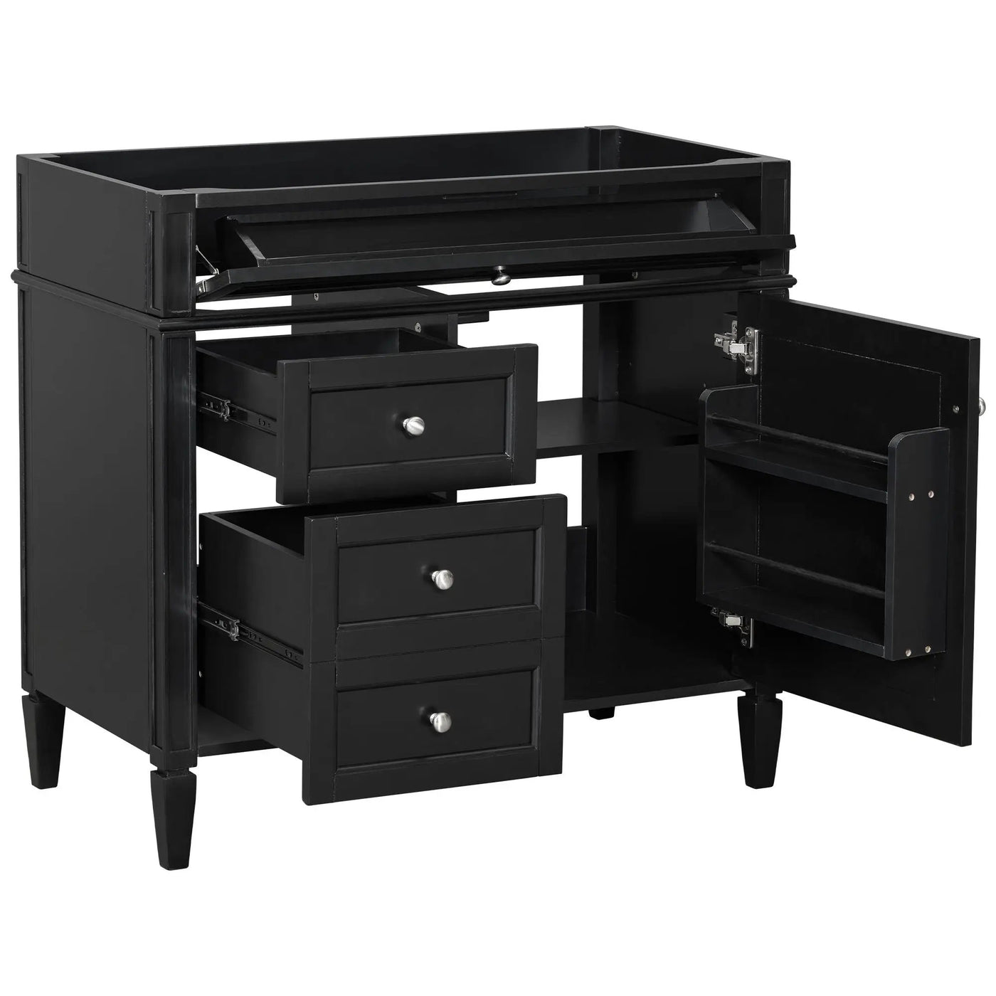 Bathroom Vanity With 2 Drawers And Tip-Out Drawer, Storage Cabinet by HouseOfZazla