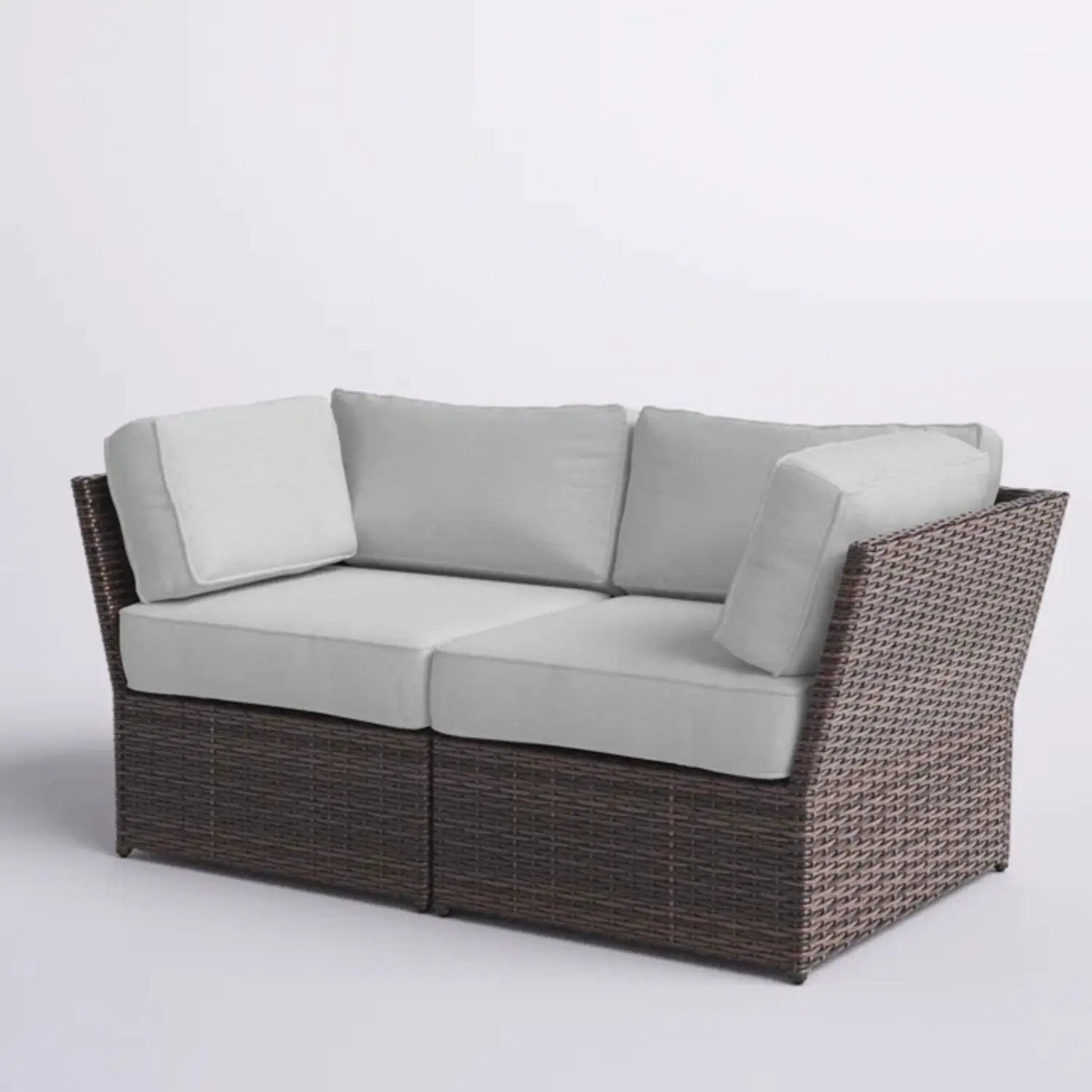 Outdoor Wicker Loveseat With Cushions Patio Seating Wicker - Brown by Unique Piece Furniture