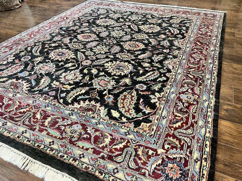Indo Persian Rug 8x10, Nourison Carpet, Floral, Hand Knotted Vintage Wool Rug by Jewel Rugs