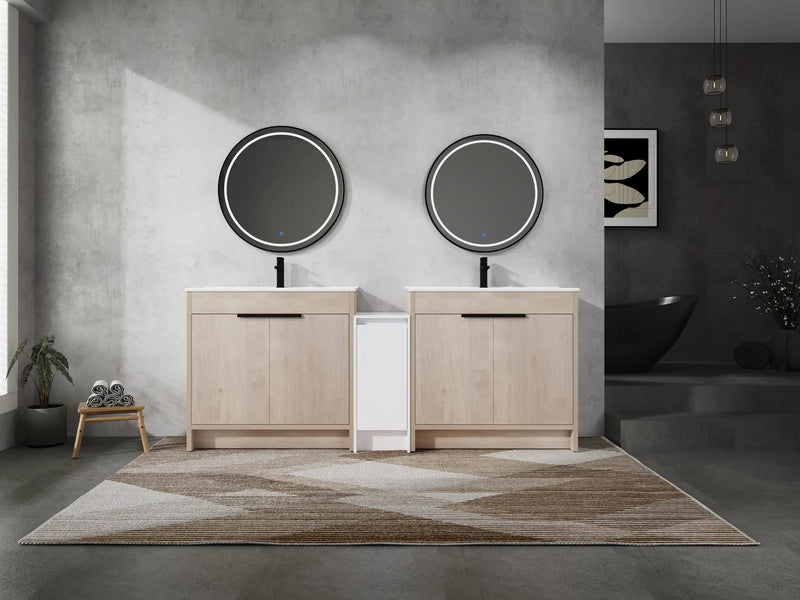 84 Inch Freestanding Bathroom Vanity with Ceramic Sink and Storage Cabinets by HouseOfZazla