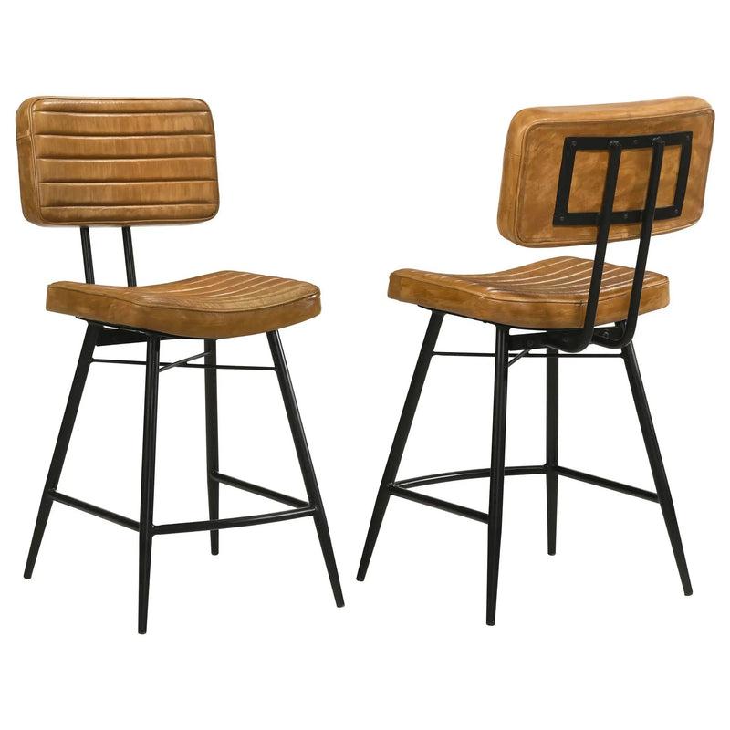 Partridge Leather Counter Chair Antique Camel (Set of 2) by Unique Piece Furniture