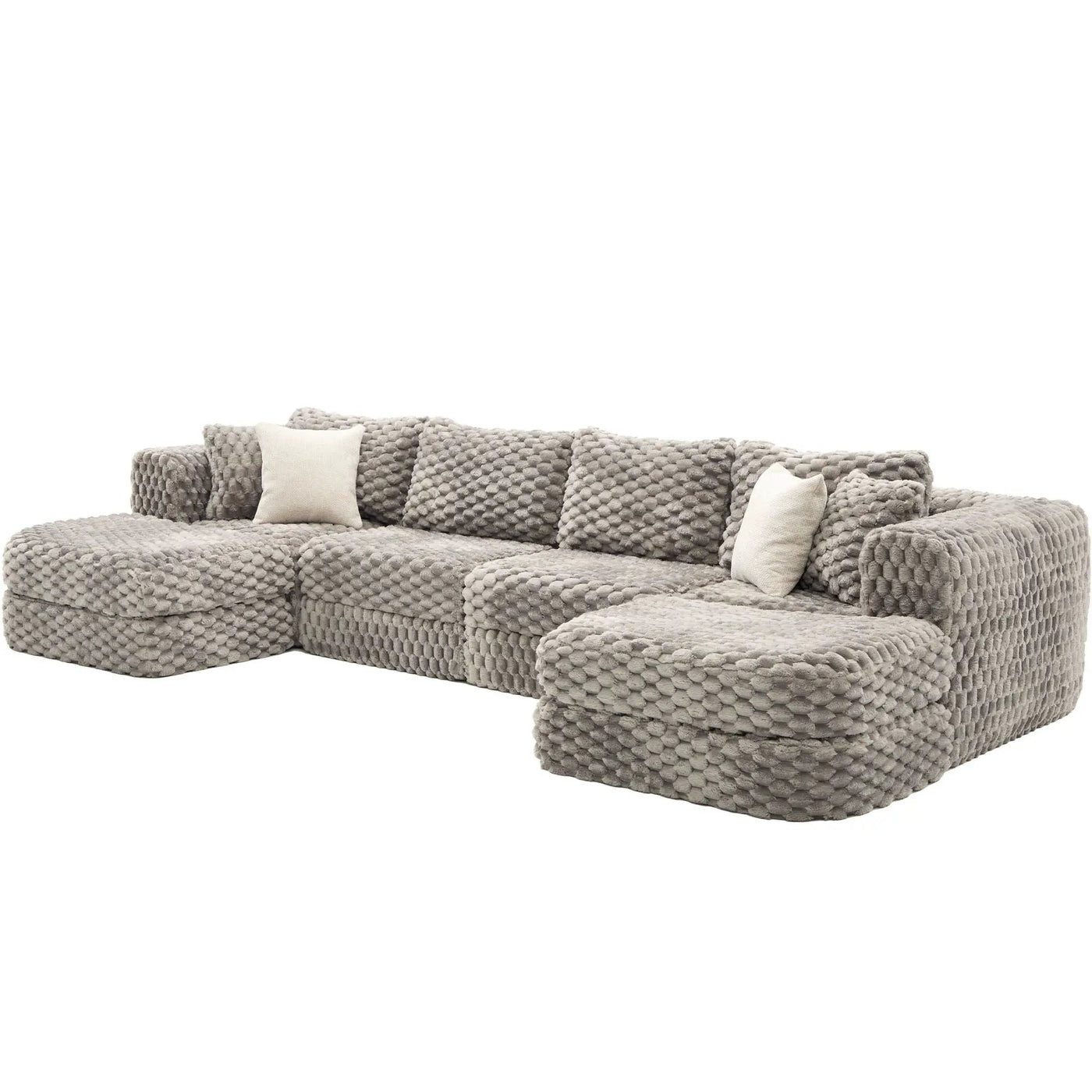 Modular Sectional Sofa, Boneless Couch With 2 Movable Ottomans by Unique Piece Furniture