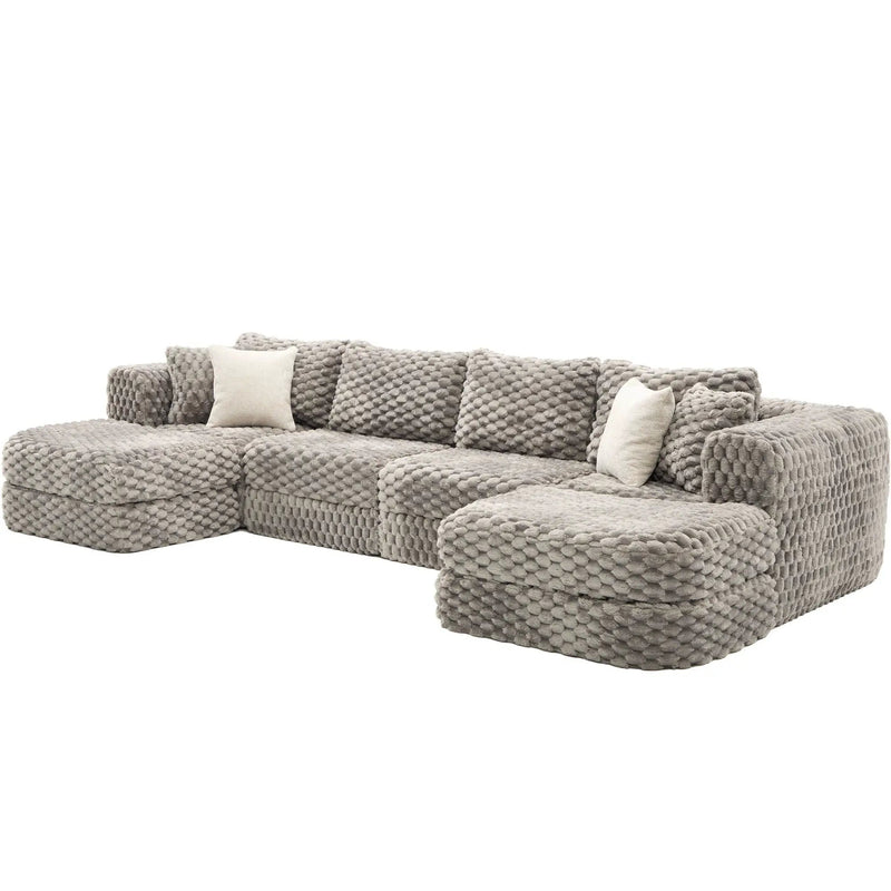 Modular Sectional Sofa, Boneless Couch With 2 Movable Ottomans by Unique Piece Furniture