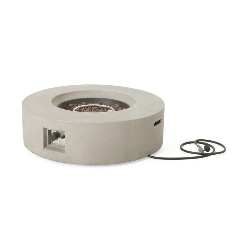Modern Lightweight Concrete Outdoor Circular Fire Pit 50,000 BTU by HouseOfZazla