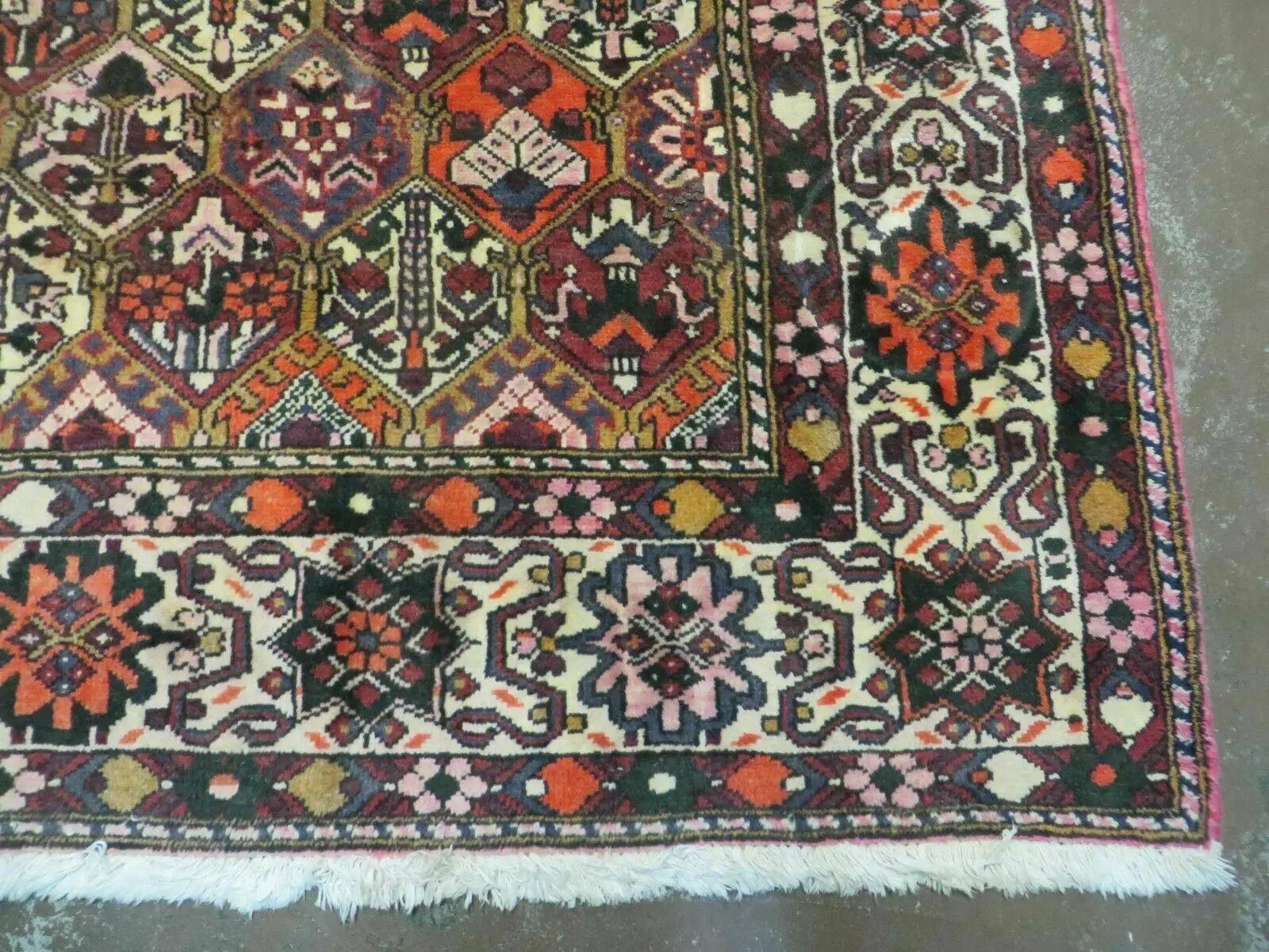 Antique Persian Bakhtiari Rug 7x10 - Multicolor Repeated Panel Design - Vegetable Dyed Rug - Hand Knotted Wool Room Sized Oriental Carpet 7 x 10 Rug by Jewel Rugs