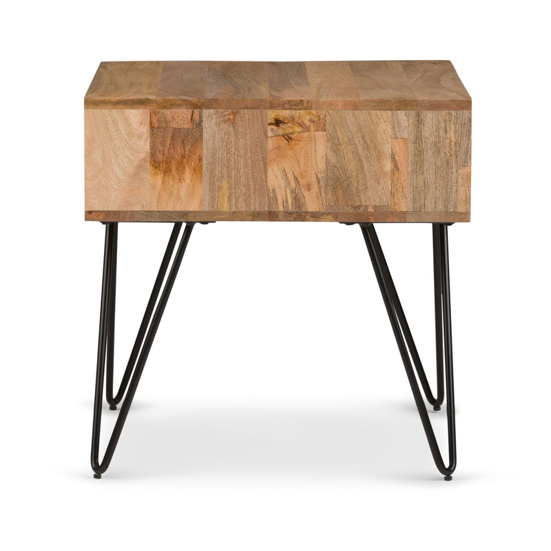 Natural Solid Mango Wood End Table with Hairpin Legs - Natural, photo 9 of 10