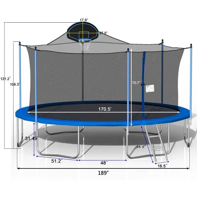 Trampoline For Adults & Kids With Basketball Hoop, Outdoor Trampolines With Ladder And Safety Enclosure Net For Kids And Adults by HouseOfZazla