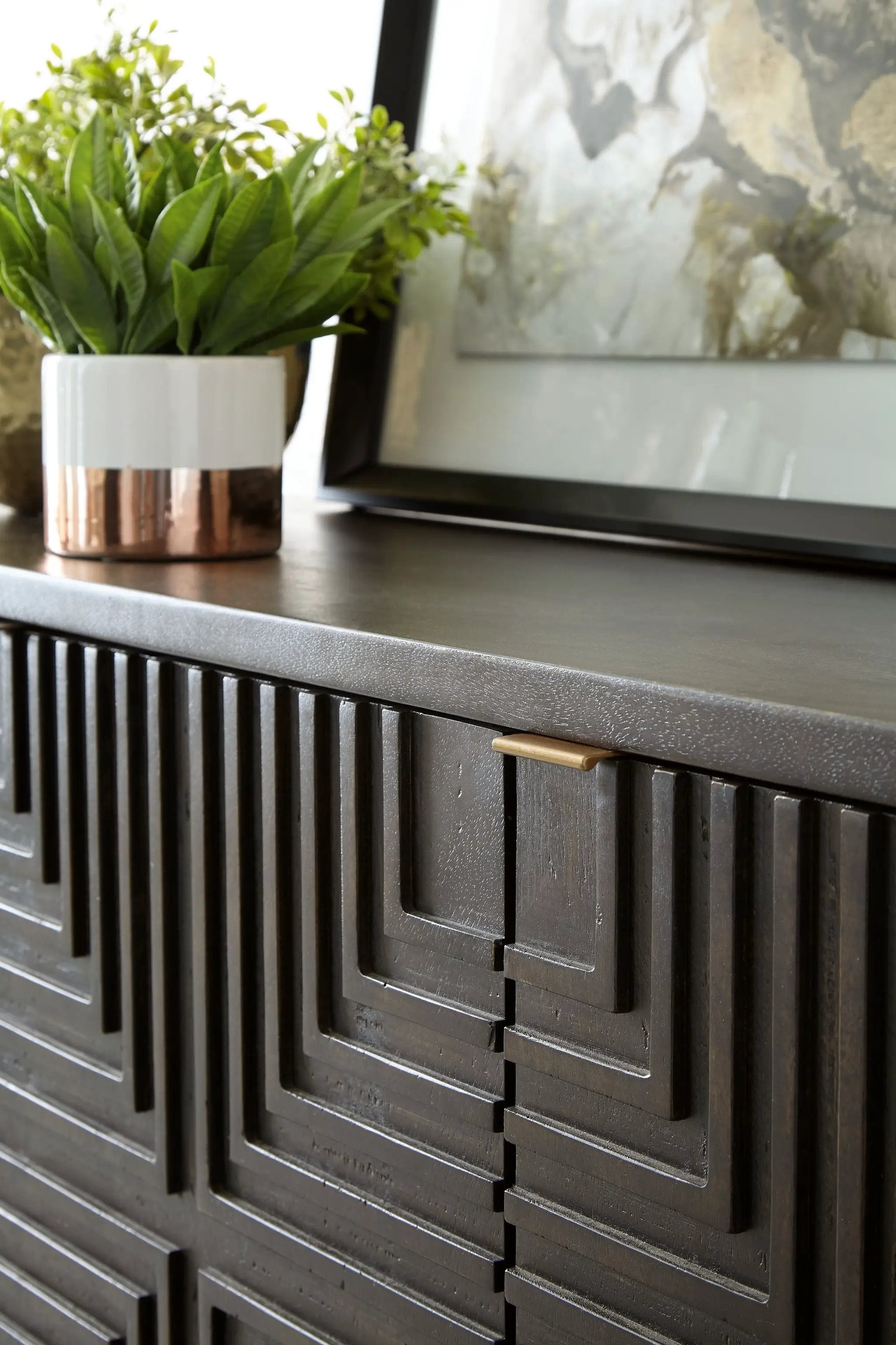 Elinmore - Accent Cabinet - Brown / Gold Finish by Unique Piece Furniture