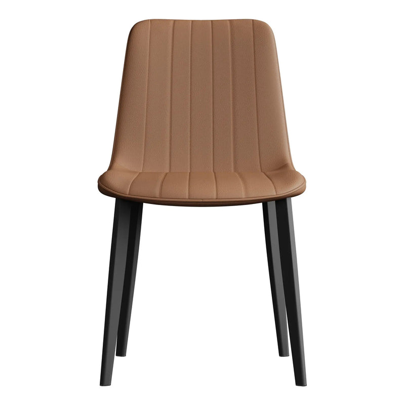 Brown PU Leather Dining Chair with Metal Legs - Set of 4 by HouseOfZazla
