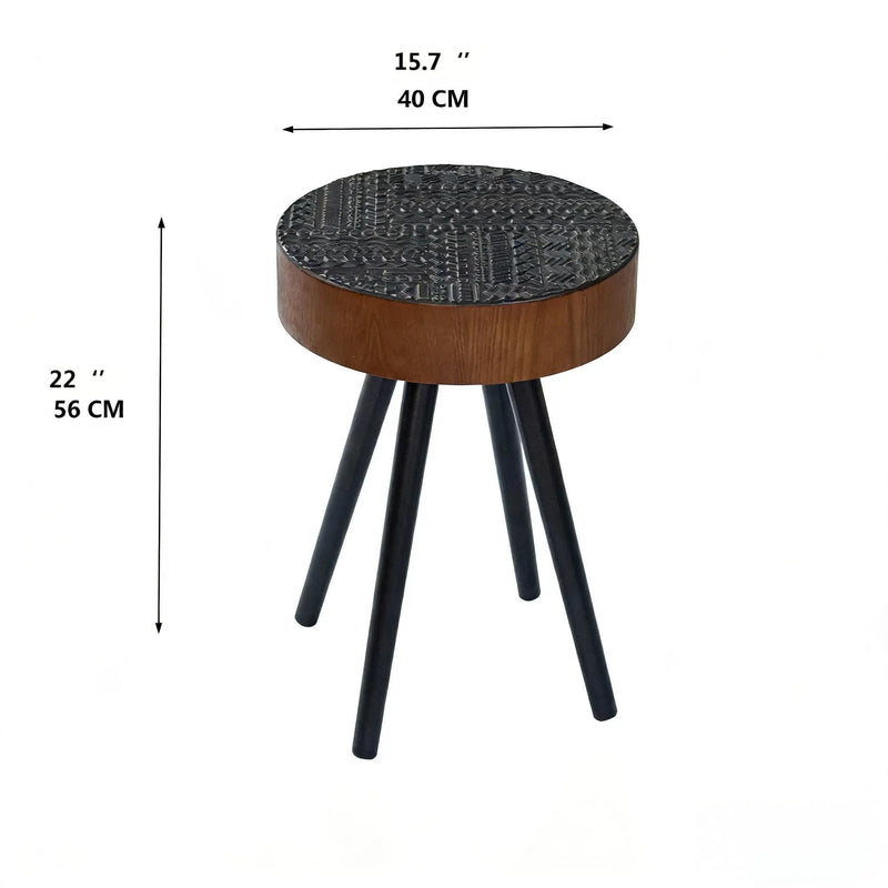 Round Coffee Table With Carved Top For Living Room by HouseOfZazla