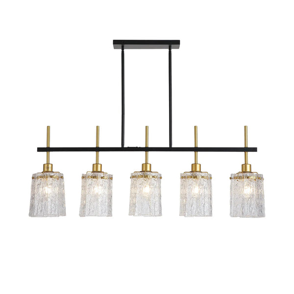 Chandelier 5 Light, Fixture Over Table - Black / Gold