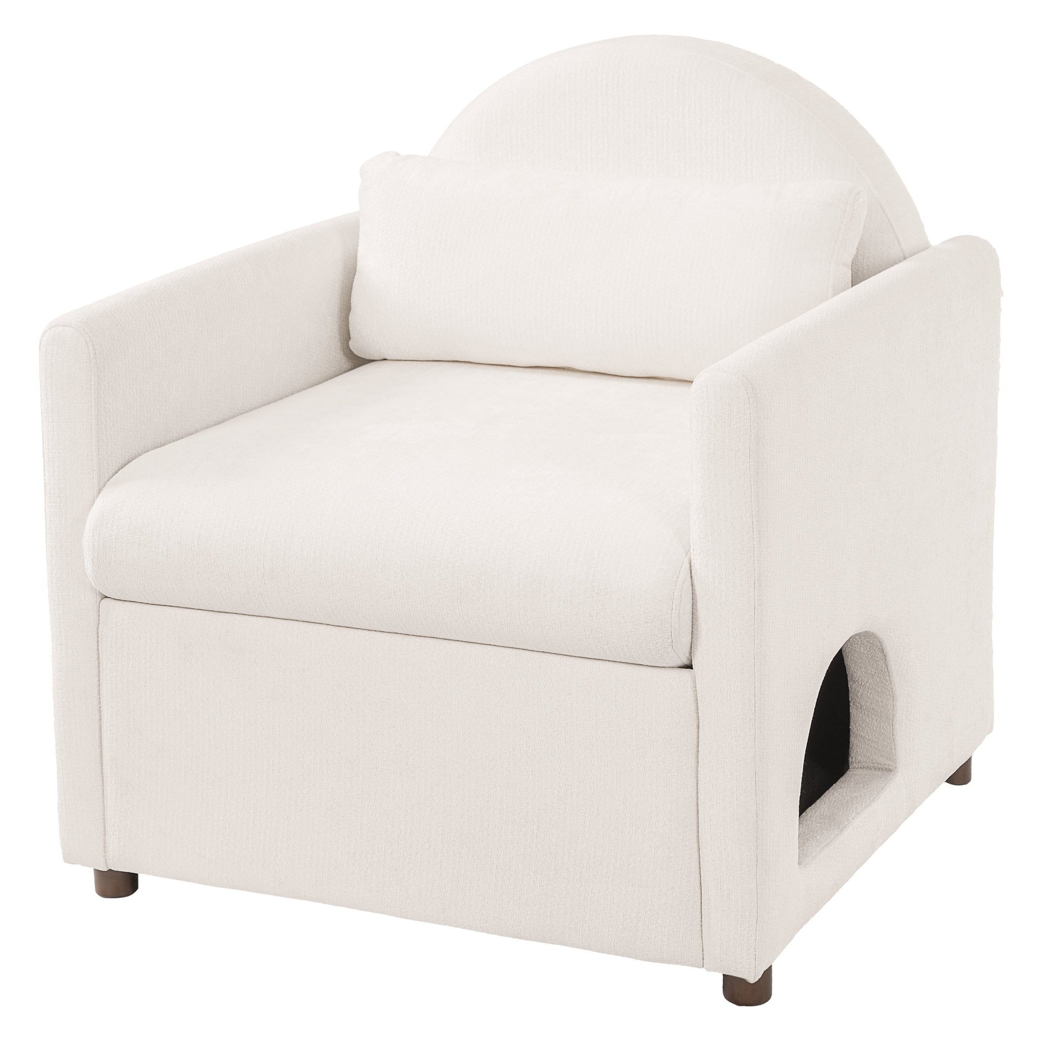 Beige Pet Friendly Accent Chair with Hidden Pet Nook by HouseOfZazla