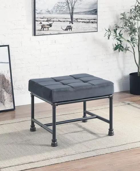 Brantley - Ottoman - Gray Velvet & Sandy Gray