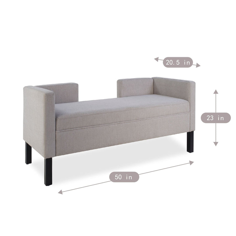 Upholstered Ottoman With 2 Bolster Pillows For Living Room - Gray by HouseOfZazla