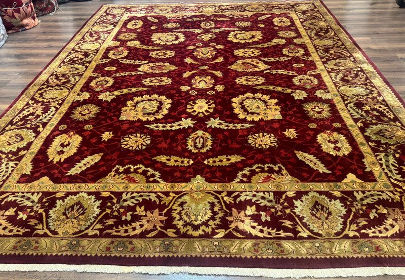 Indo Mahal Rug 9x12, Allover Pattern, Dark Red, Traditional Wool Area Rug by Jewel Rugs