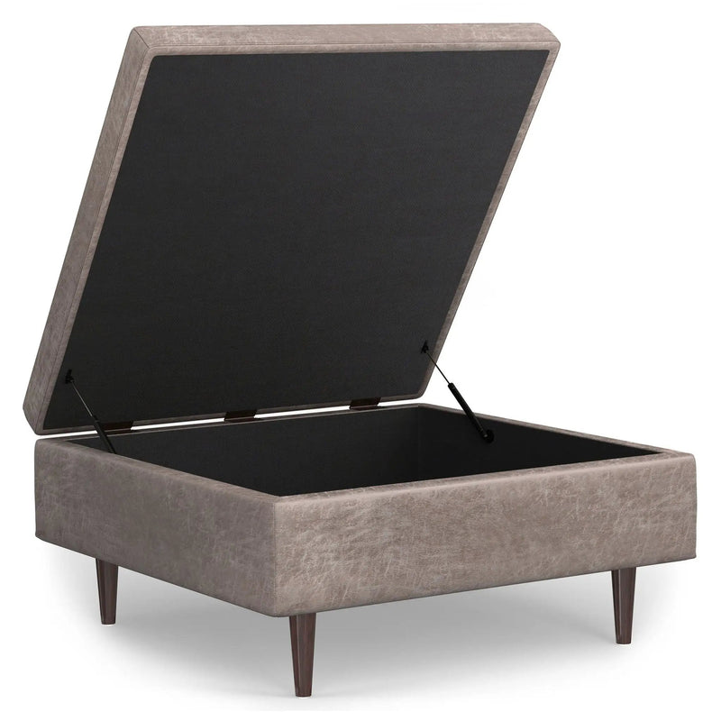 Shay - Large Square Coffee Table Storage Ottoman Mid-Century Style by Unique Piece Furniture