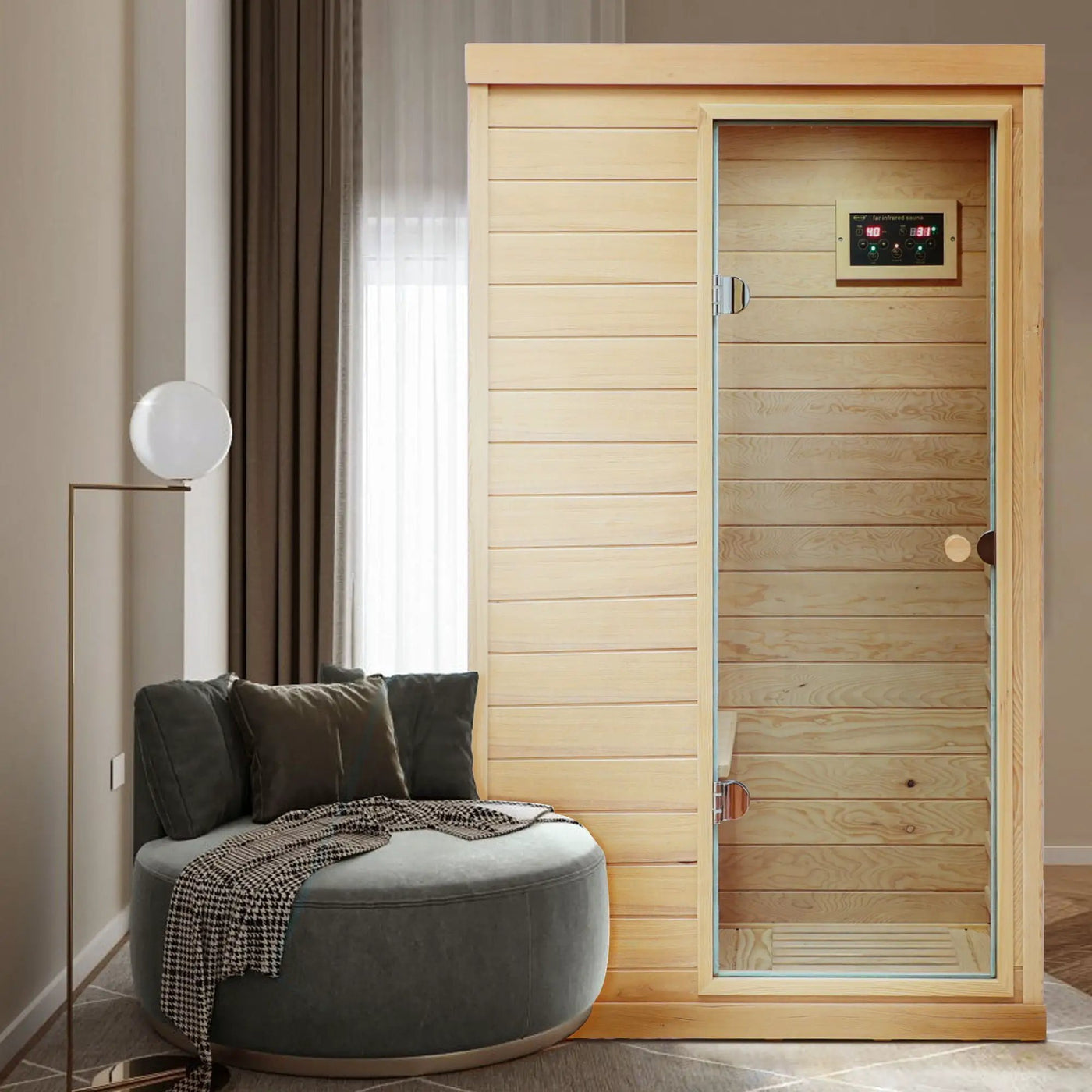 Hemlock Mini 1 Person Far Infrared Door Indoor Sauna Room by HouseOfZazla