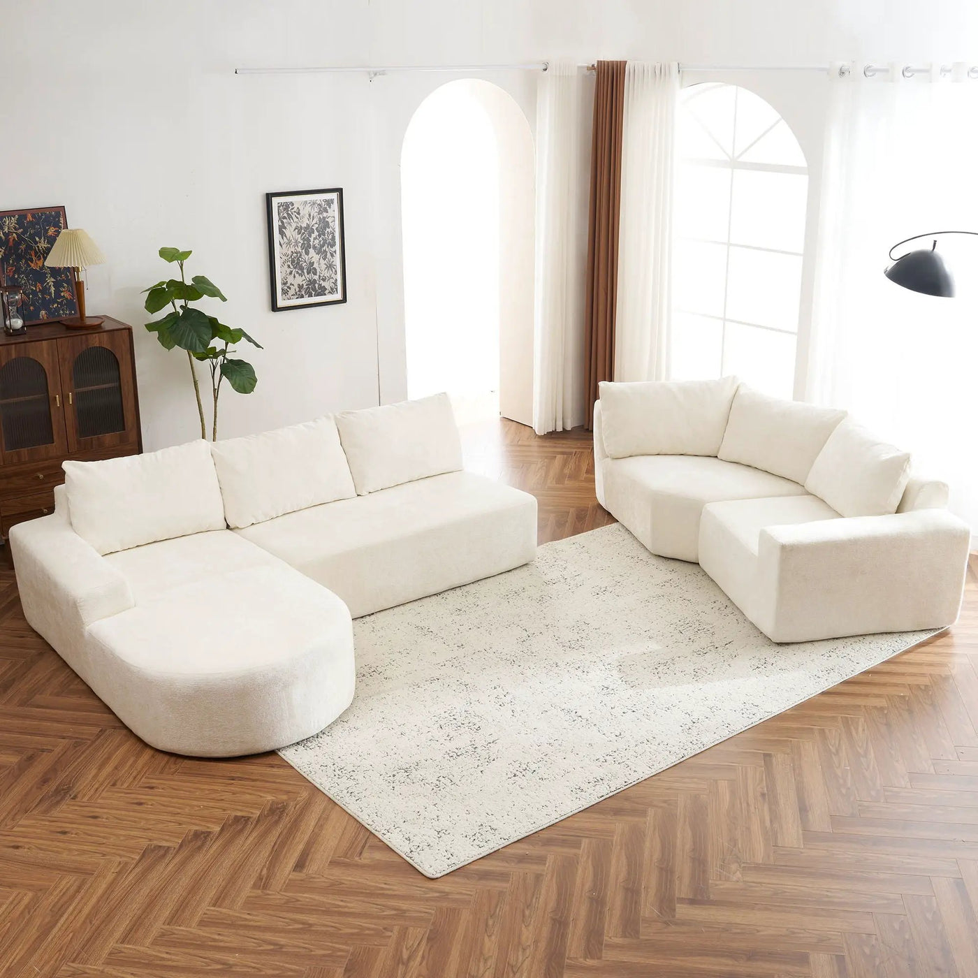 U-Shaped Oversized Modular Cloud Sectional Sofa With Deep Seat For Living Room by HouseOfZazla
