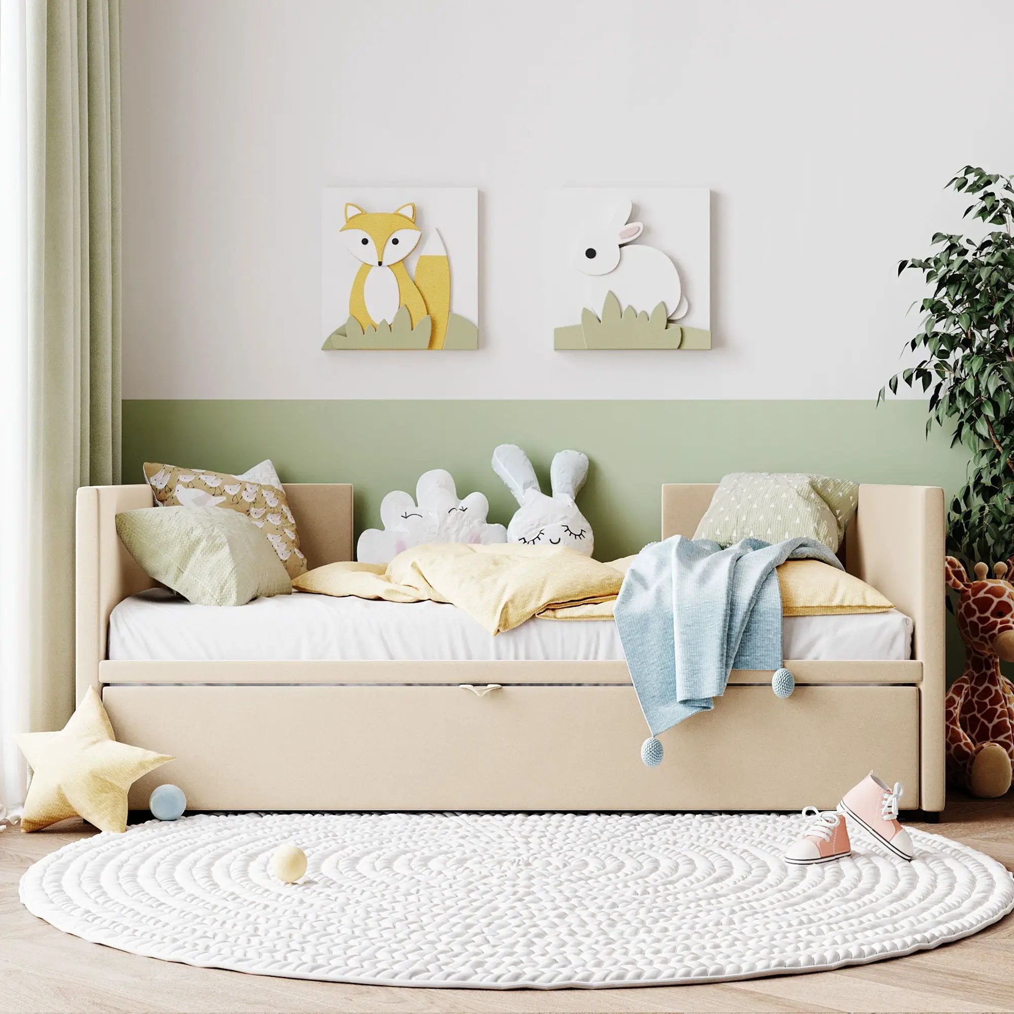 Twin Size Upholstered Daybed With Pop Up Trundle by Unique Piece Furniture