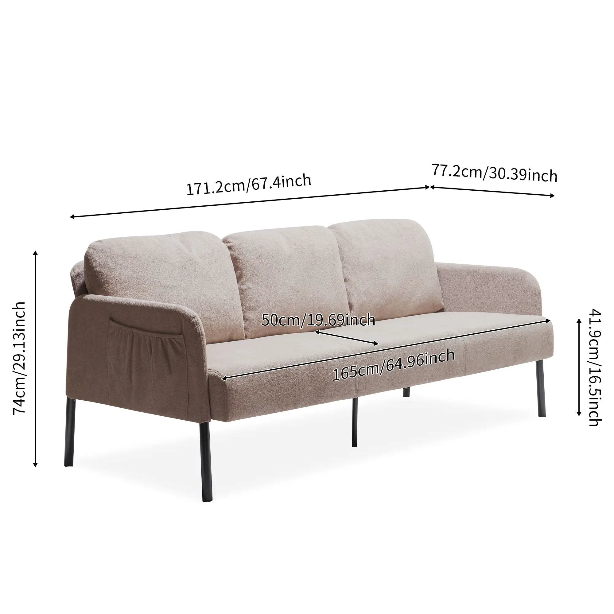 Modern L Shaped 3 Seater Sofa With Ottoman, Upholstered Couch For Small Spaces by Unique Piece Furniture