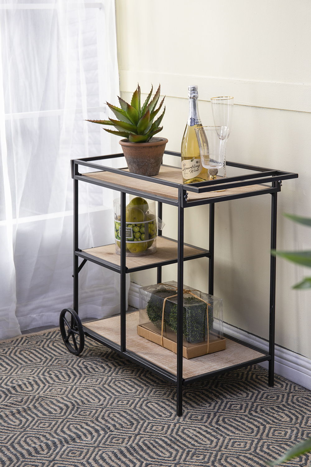 Shelf With Wheel - Black / Brown by HouseOfZazla