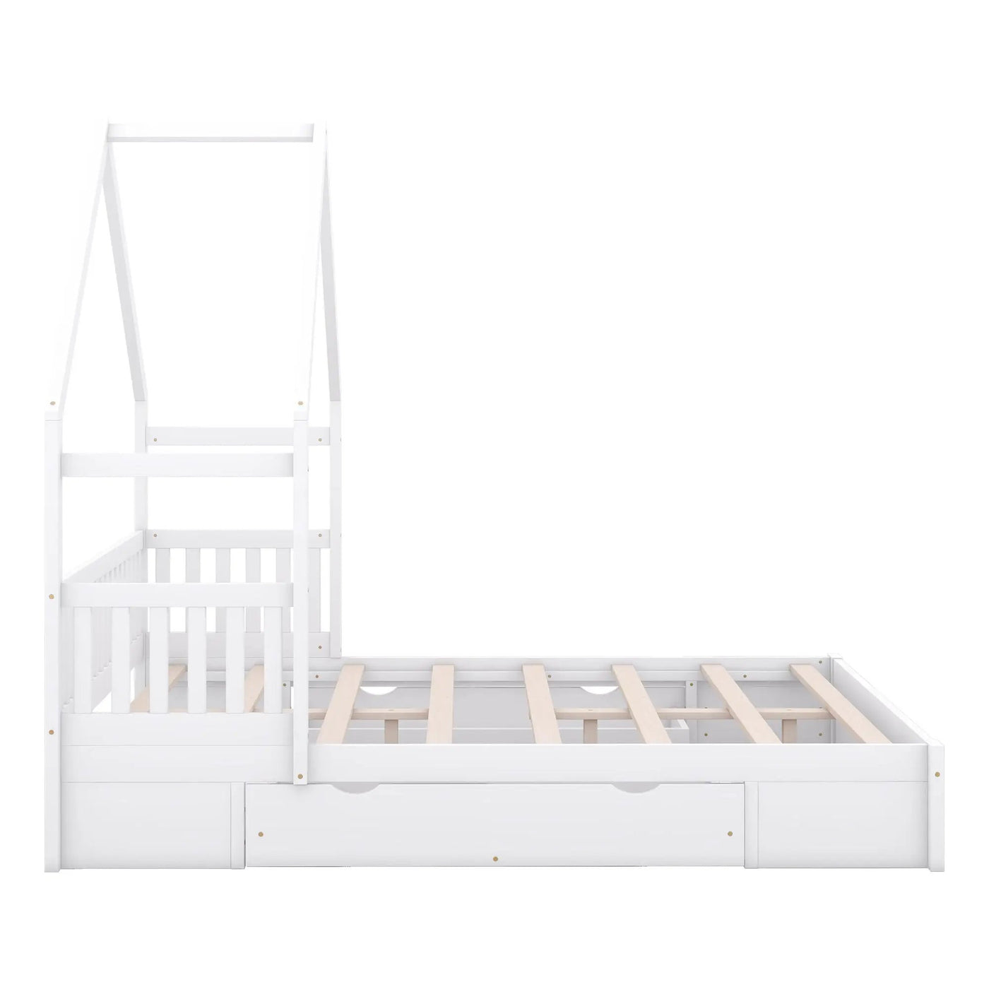 House Style Platform Bed With Guardrail And 2 Drawers by HouseOfZazla