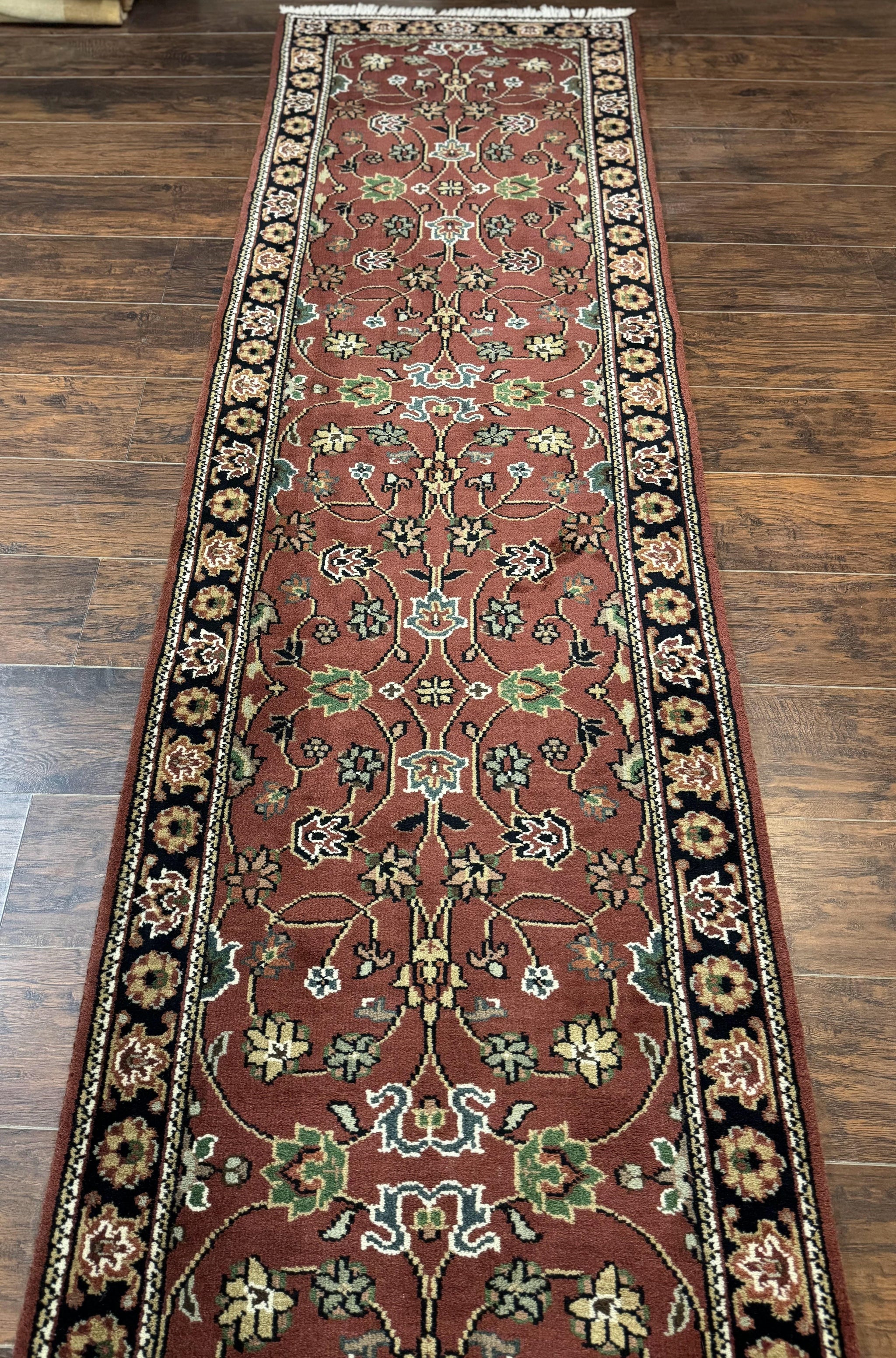 Indo Persian Sarouk Runner Rug 2.8 x 20 ft Runner for Hallway, Long Runner Rug, Handmade by Jewel Rugs