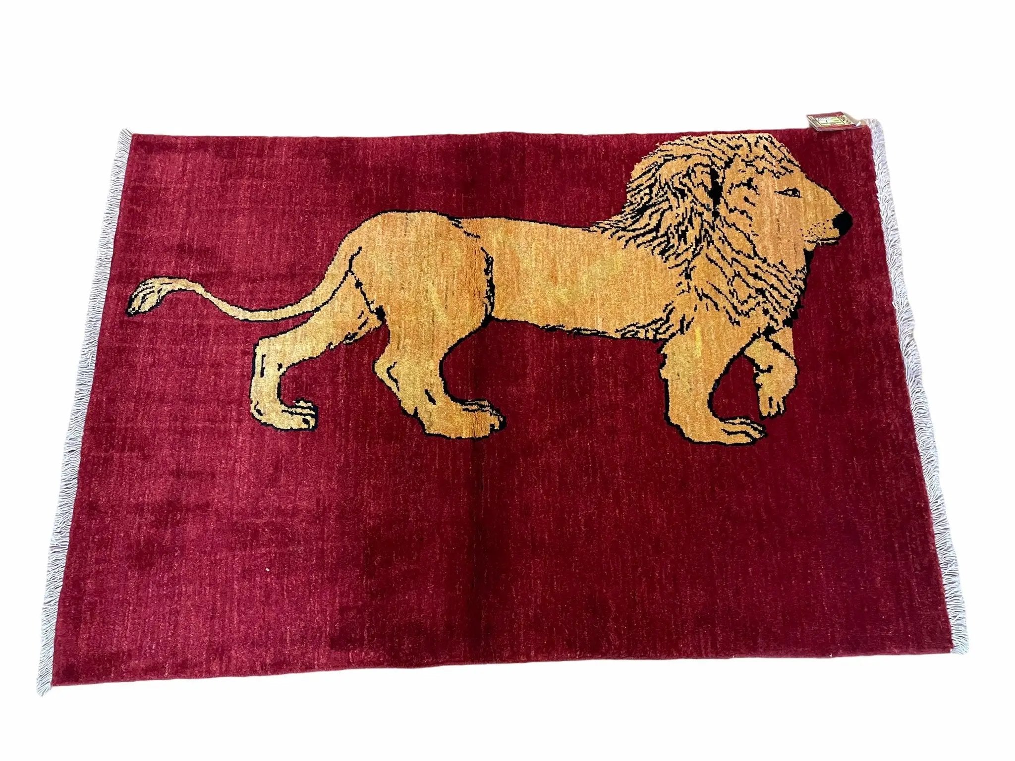 3 X 5 Handmade Hand-Knotted Quality Wool Rug Lion Red Veg Dyes Tribal Pictorial by Jewel Rugs