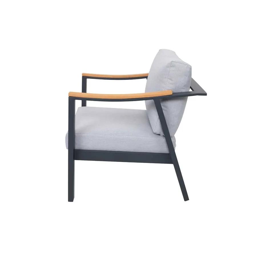 Nova 4-Piece Aluminum & Teak Sofa Set with Stationary Chairs by Outdoor-USA®