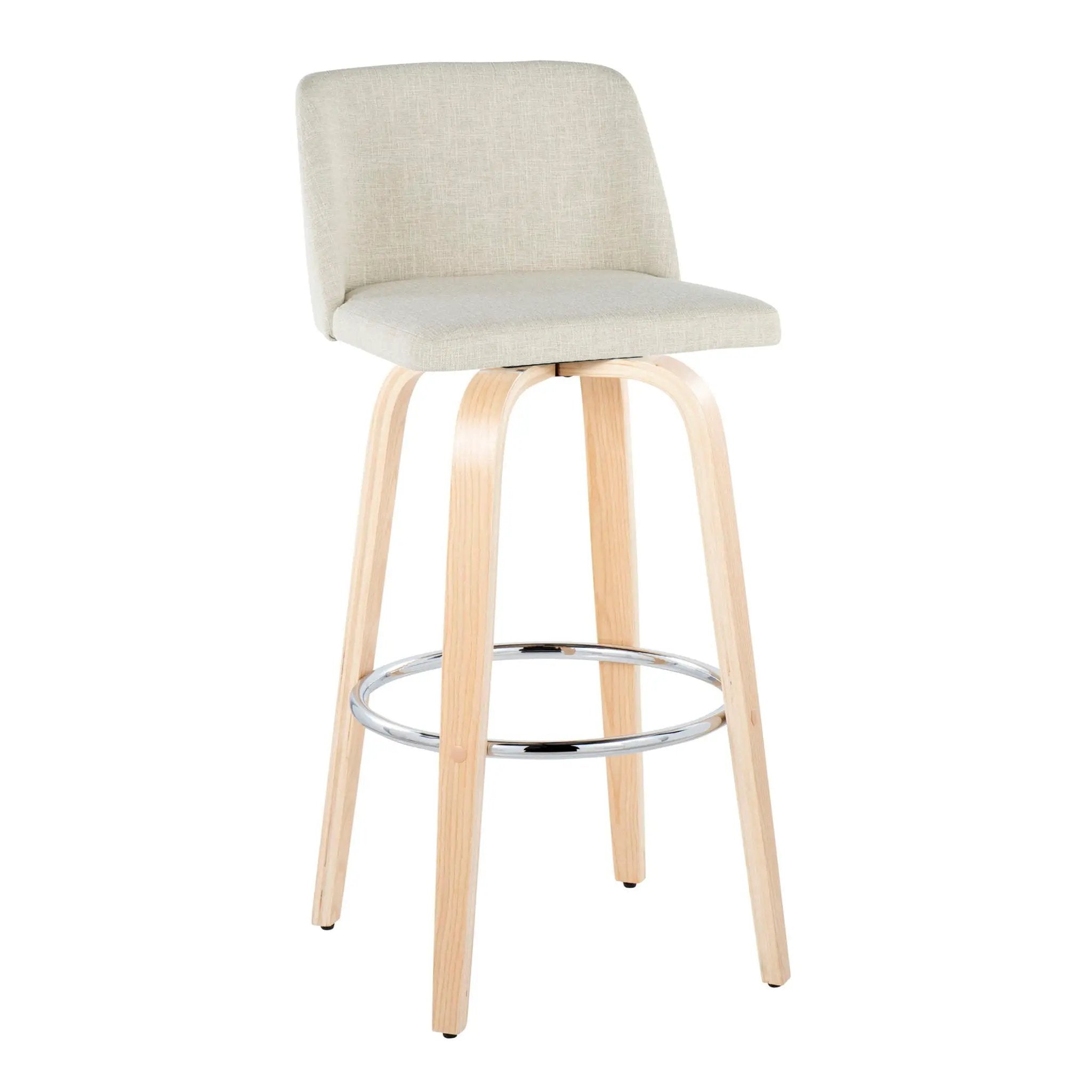 Toriano - Contemporary, Fixed Height Barstool Swivel & Round Footrest (Set of 2) by HouseOfZazla