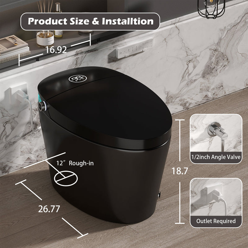 Smart Toilet with Bidet Built-in, Heated Seat, Warm Water & Remote Control by HouseOfZazla