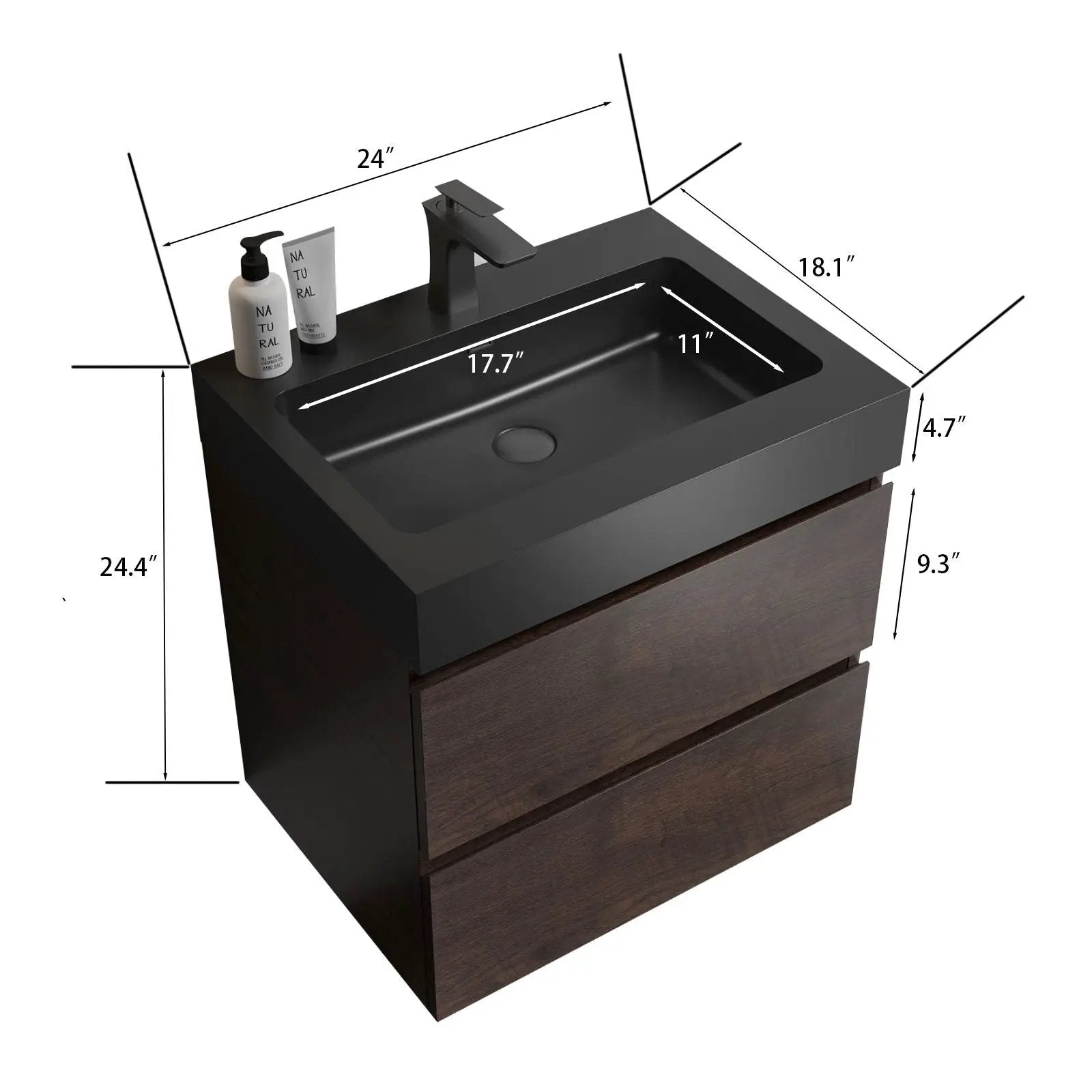 Alice - Bathroom Vanity Wall Mounted With Sink, Large Storage Floating Bathroom Vanity For Modern Bathroom, One-Piece Sink Basin Without Drain And Faucet by Unique Piece Furniture
