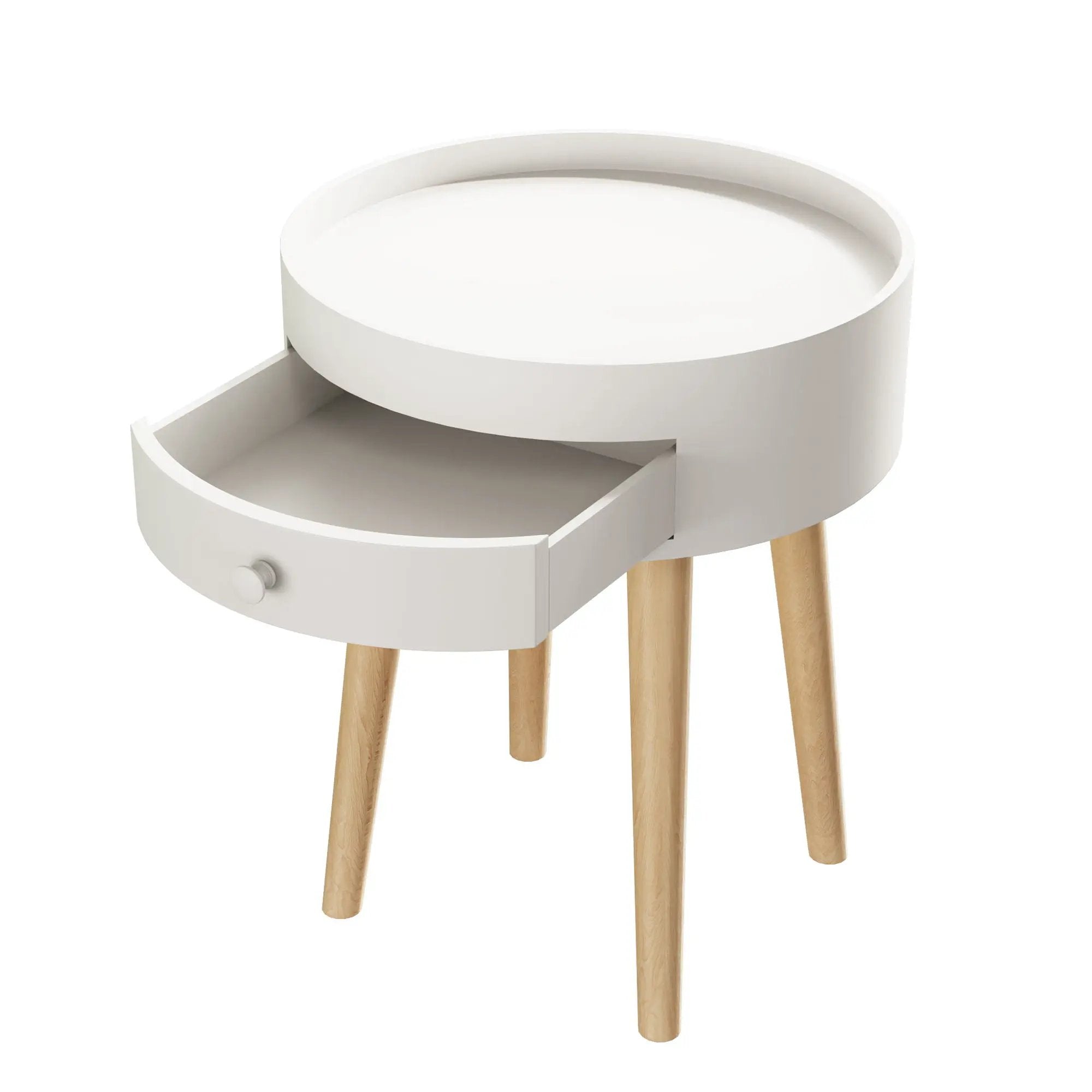 Nightstand With Storage Drawer, Bedside Table For Bedroom - White by Unique Piece Furniture