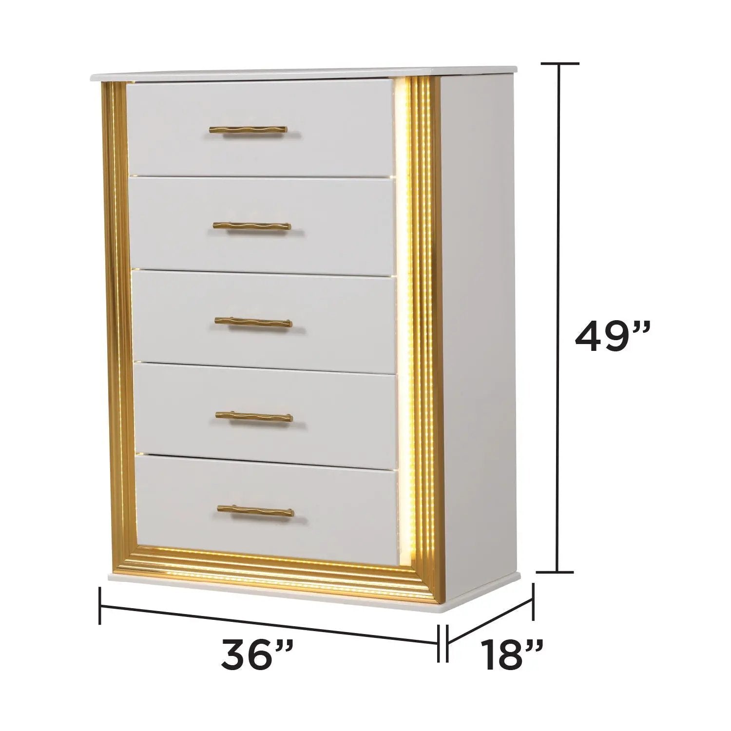 Obsession - 5 Drawer Chest - White by HouseOfZazla