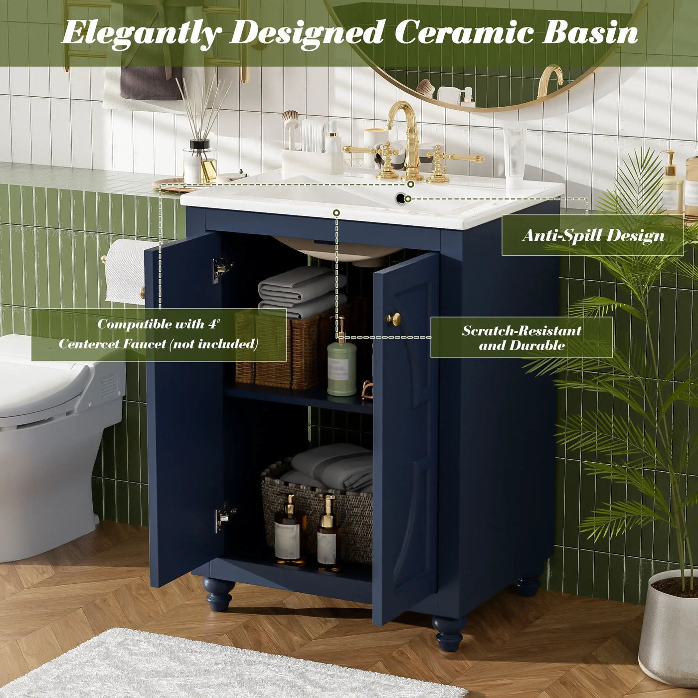 Bathroom Vanity With Ornate Elliptical Motif, Soft Close Hinges by HouseOfZazla