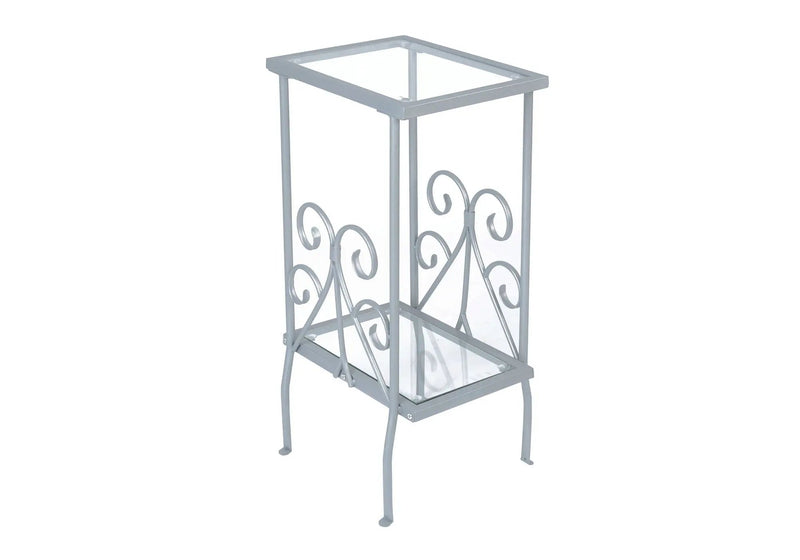 Accent Table, Side Tempered Glass, Transitional - Silver by Unique Piece Furniture