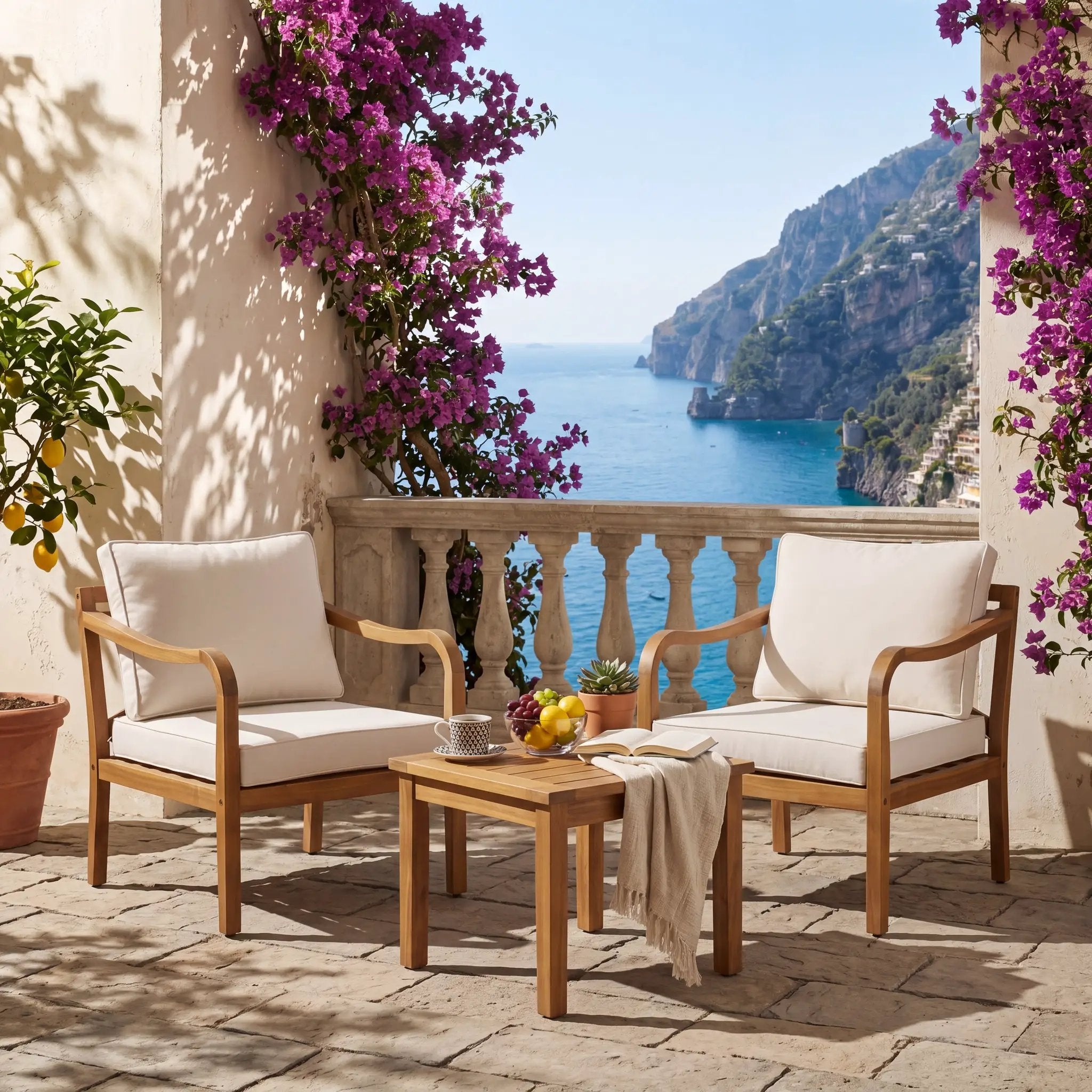 Acacia Wood Patio Furniture Club Chair Set of 2 by HouseOfZazla