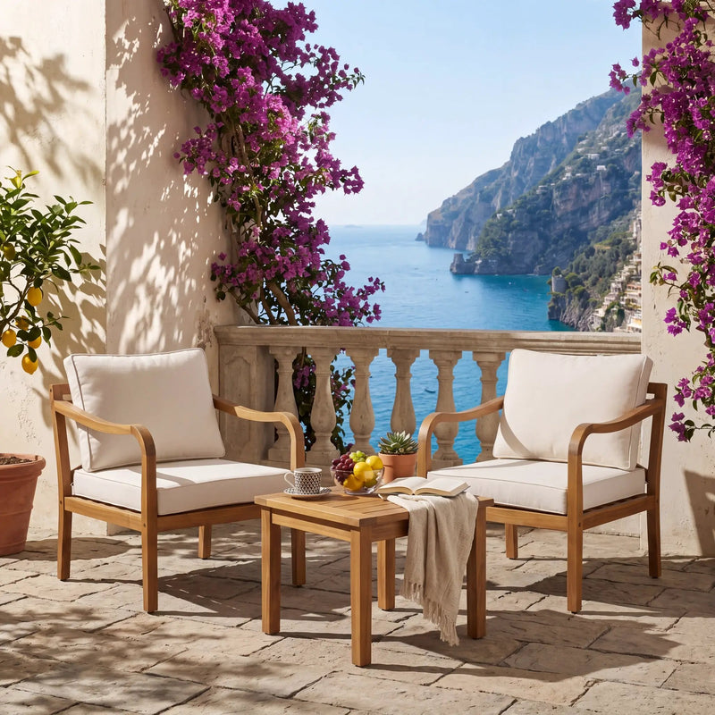 Acacia Wood Patio Furniture Club Chair Set of 2 by HouseOfZazla