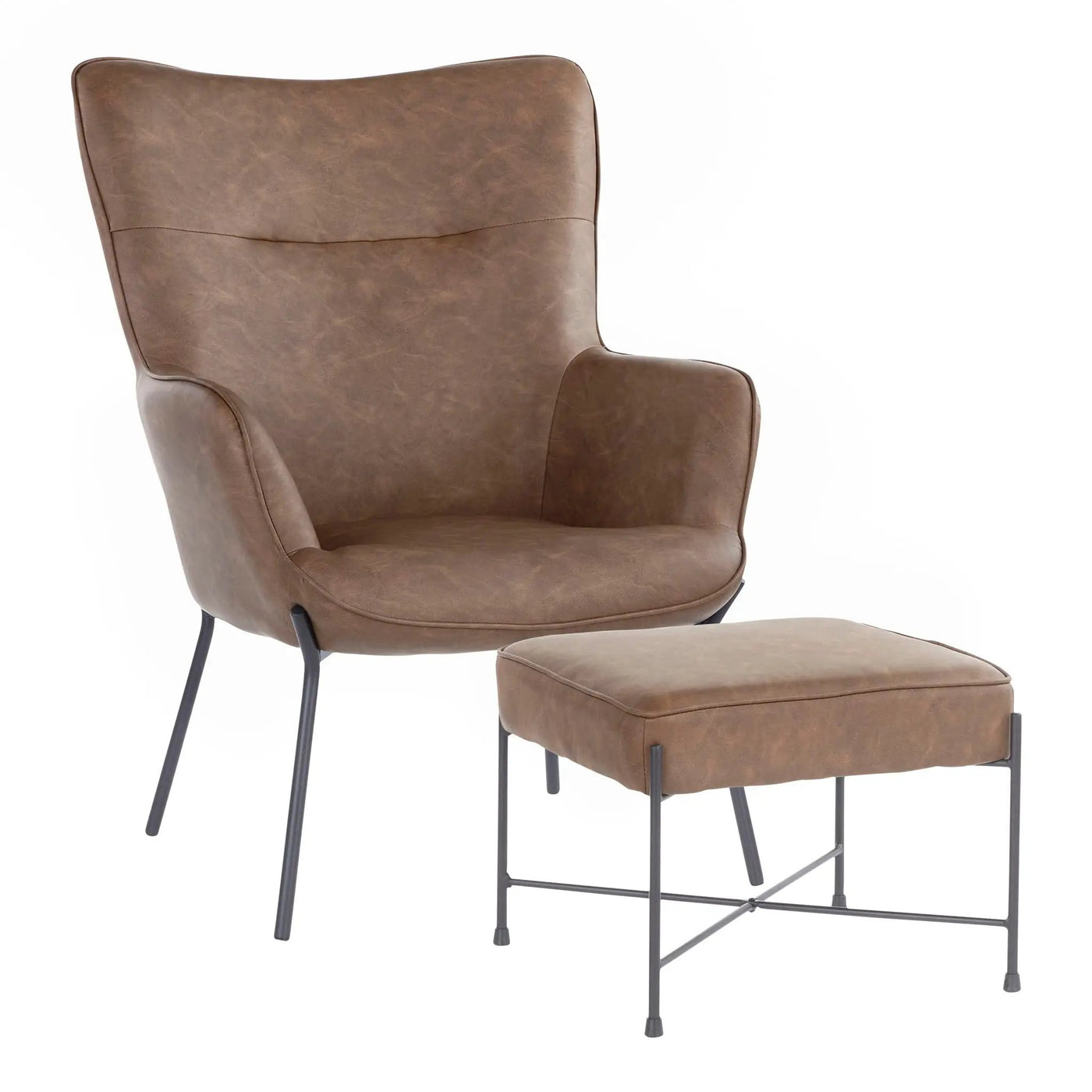 Izzy - Industrial Lounge Chair & Ottoman Set by HouseOfZazla