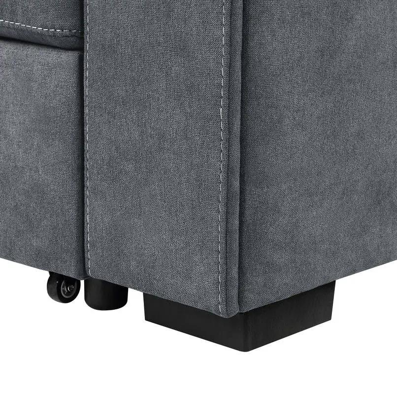 Toby - Woven Fabric Reversible Sleeper Sectional Sofa With Storage Chaise Cup Holder Charging Ports And Pockets by HouseOfZazla